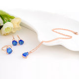 Elegant Vintage Blue Gem Austrian Crystal Chain Jewelry Set