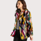 Women Elegant Fur Coats Colorful Faux