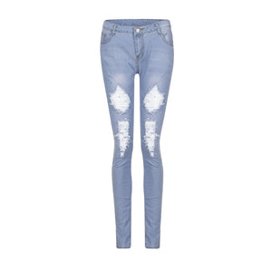 Women Skinny Ripped Holes Jeans