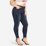 Plus Size Navy Wash Skinny Casual Denim Jeans