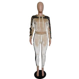 Patchwork Sequin Tracksuit Women 2 Piece Set