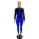 Patchwork Sequin Tracksuit Women 2 Piece Set