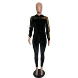 Patchwork Sequin Tracksuit Women 2 Piece Set