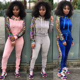 Patchwork Sequin Tracksuit Women 2 Piece Set