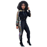 Patchwork Sequin Tracksuit Women 2 Piece Set