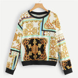 SMulticolor Drop Shoulder Graphic Sweatshirt