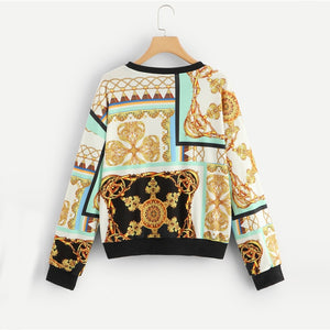 SMulticolor Drop Shoulder Graphic Sweatshirt